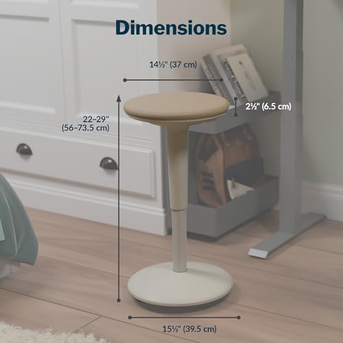 Image of Vari Balance Stool for Standing Desk - Ergonomic Active Sitting Stool for Home Office - Adjustable Height 22 to 29 Inches, 360 Degree Rocking Base, 275 lb Support - White /Sand Grey