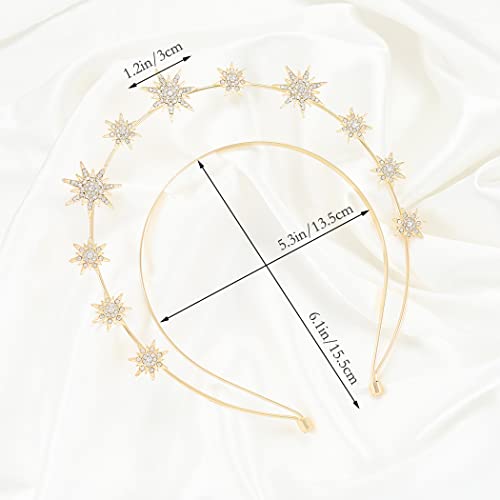 Formery Star Goddess Halo Crown Rhinestone Mary Halo Crown Headbands Cosplay Photo-Shoot Halloween Stars Headpiece Hair Accessories For Women And Girls (Gold) #TOP1