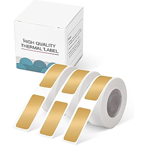 D30 Labels Compatible with Phomemo D30 Label Printer, 3 Rolls self-Adhesive Label, Memoking D30 Thermal Labels Suitable for Home,Office, School,Storage Organization, 14mm*40mm 160 Labels/roll, Gold Cover