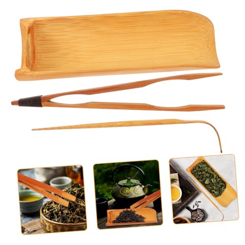 GLEAVI 3PCS Tea Set Elegant Teaware Accessories for Tea Ceremony Includes Scoop Tongs and Holder for Home Office and Teahouse Use
