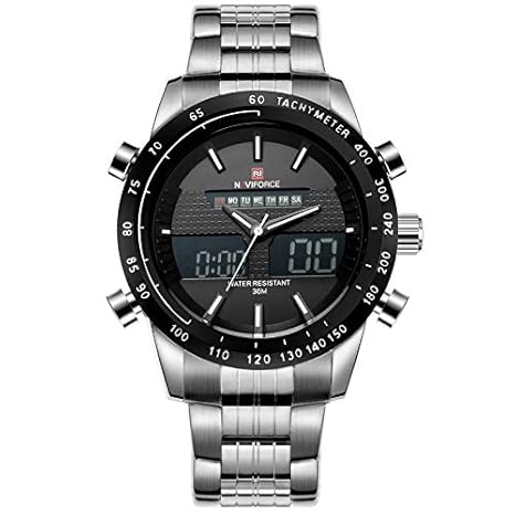 Wrath Silver Day Date Window Screen Analog Digital Multi Function Wrist Watch for Men & Boys(NF9024S/B/W).
