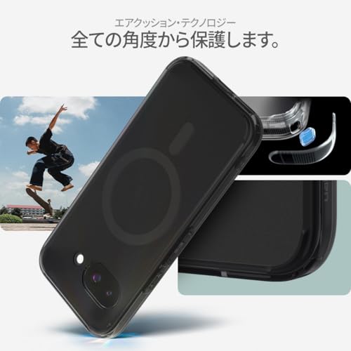 Spigen 【創業18年の技術力】 Pixel 9a ケース Magfit対応 半透明 黄変防止 ストラップホール 米軍MIL規格 ウルトラ・ハイブリッド・マグフィット ACS09045 (フロスト・ブラック)
