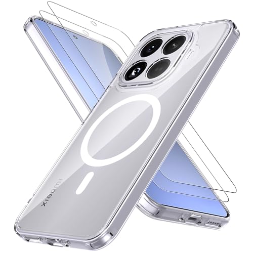 Anoowkoa Funda Magnética para Xiaomi 15T Pro con 2 Piezas Cristal Templado Protector de Pantalla,Compatible con Magsafe,Anti-Arañazos，Adecuado para Xiaomi Mi 15T Pro,Transparente