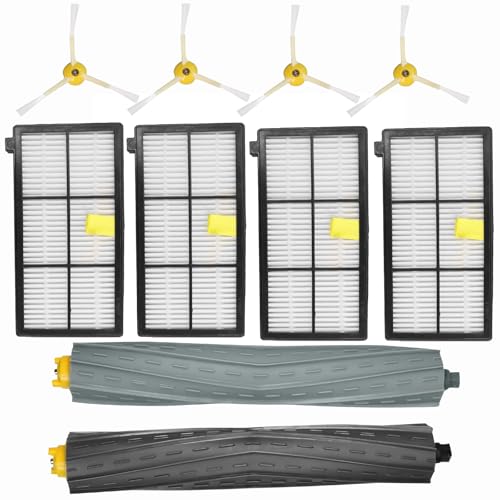 17 Piezas Accesorios de Repuesto para iRobot Roomba Serie 800 900 850 860 861 866 870 880 890 960 980 981 985 Consumibles de Filtro de Aspiradora Cepillos Laterales Kit Cepillo de Goma