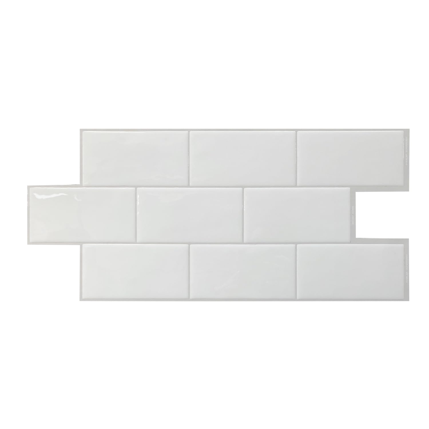 Smart Tiles Pure White Stick On Splashback Tiles, Subway 21.05"X9.08"
