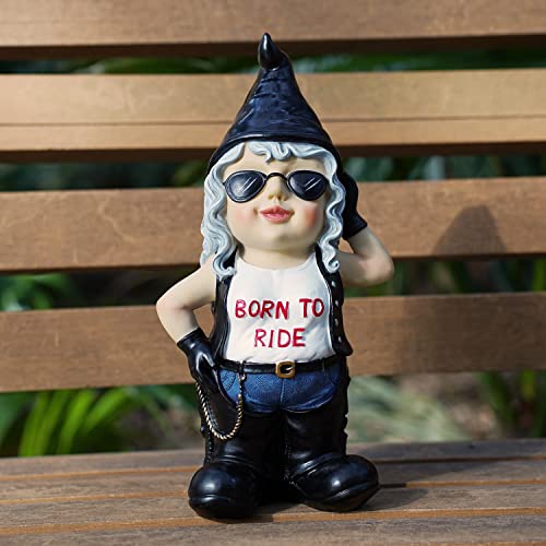 Jy.cozy Biker Gnome Garden Statue,Lady Gnomes In Leather Jacket,Funny Gnomes Sculpture Ornament Gift,Outdoor Gnome Decorations For Yard Patio Lawn #TOP4