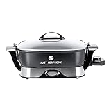 Just Perfecto Hot Pot elektrisch XL 5,5L mit Glas Deckel 1650W - Elektrische Pfanne eckig mit Anti-Haft Beschichtung - Elektropfanne mit Temperatursteuerung bis über 250°C - Pizzapfanne elektrisch