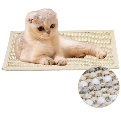 猫 爪研ぎ 爪とぎマット 40×60cm 高密度 天然 サイザル麻 マット 爪とぎ ネコ 猫爪研ぎ つめとぎシート 耐摩耗 ストレス解消 運動不足改善 ソファー 家具保護 ペット用品 猫用品 ネコ用品 おもちゃ (固定用ピン付き)