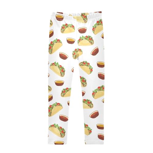 Tacos with Sauces Girls Leggings,Workout Leggings for Girls Toddler Athletic Leggings Size for 3-10T
