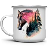 Loftipop Horse Enamel Camp Mug, Nature Wild Life Animal Campfire Camping Cup, Equine Riding Lover Gifts (12oz)