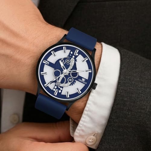 Image of CRESTELLO Silicone Strap Analog Wrist Watch for Men (Black /Blue /Green /Brown /Grey) | 1 Year Warranty* | CR-BK254