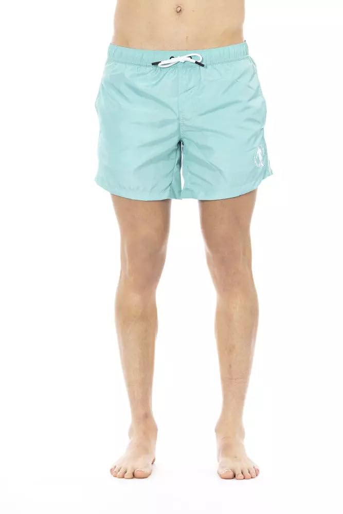 Bikkembergs Pantalones cortos de natación elegantes azul claro con estampado frontal para hombre