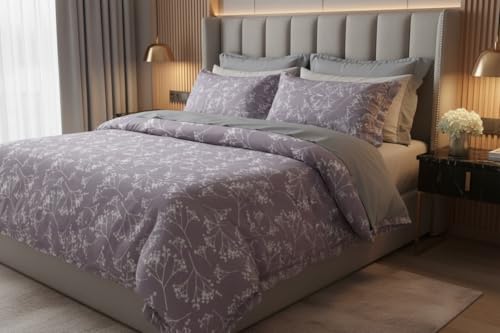 Image of Skyla Bedsheet for Double Bed| King Size 400 TC Cotton| 108 * 108 Inch Bedsheet|King Size Bedsheet with 2 Pillow Covers(FROSTYLAVENDER)