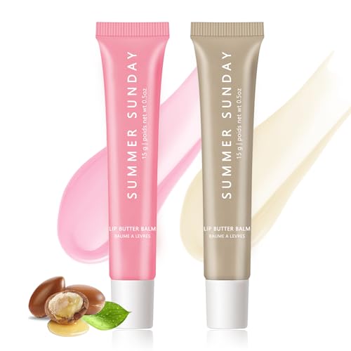 2 bálsamos labiales Summer Lip Bálsamo con Mantequilla, Fridays Crema para Labios con Extracto de Planta, Aceite de Labios Brillante con Acabado Brillante, Brillo de Labios Hidratante Sin Pegamento
