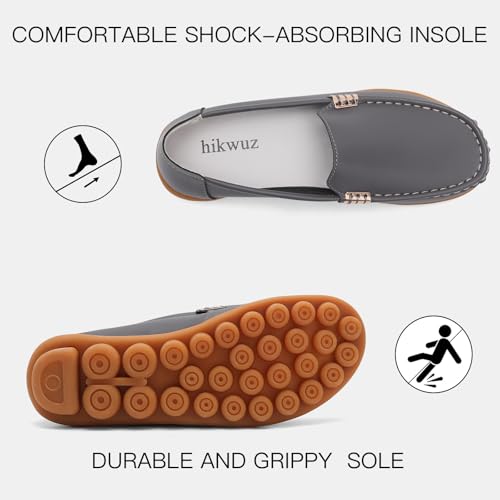 Image of Women's Comfortable & Lightweight Leather Loafers Slip-Ons Driving Walking Mocs Boat Shoes Cute Business Casual Dress Shoes Work Flats for Women