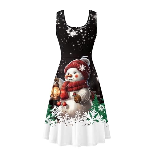 Image of TOADDITDO Women's Sleeveless O Neck Beach A-Line Party Coctail Tank Dresses Flared Sundress