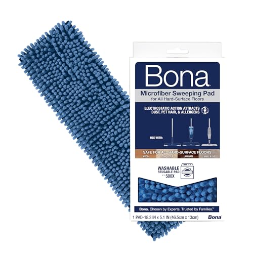Bona Microfiber Sweeping Pad for Multi-Surface Floors - For Use With Bona Mops - Attracts Picks Up Pet Hair Fur and Dander - Wood Stone Tile Laminate and Vinyl Floors