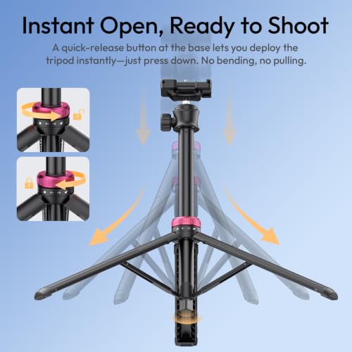 Image of ULANZI MT44 Auto Open Phone Tripod, 59 inch Extendable Selfie Stick for iPhone