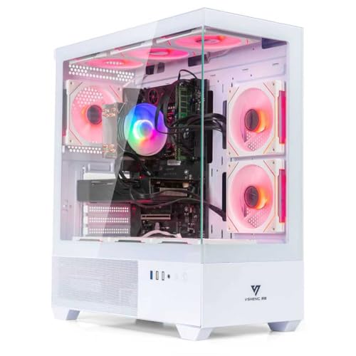 Image of White Custom ARGB Gaming PC Desktop Computer - Core i7-8700K up to 4.7GHz, RTX 3050 6GB, 16GB DDR4 RAM, 1TB SSD, Wi-Fi 6 & Bluetooth 5.4, 9x ARGB Fans, 650W PSU, Windows 11