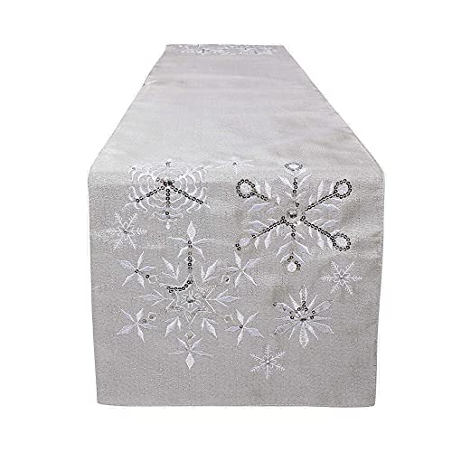 OWENIE Christmas Table Runner, Snowflake Silver...