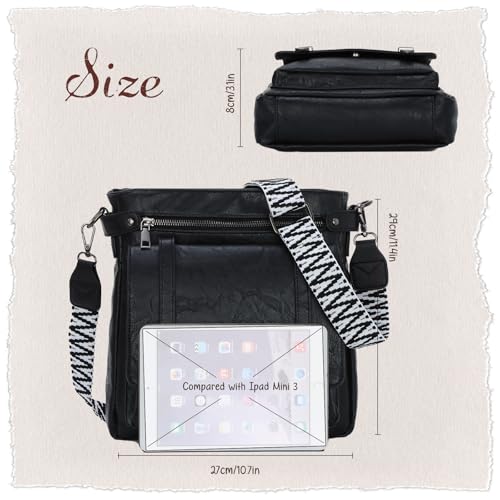 Oweisong Medium Crossbody Bags for Women Men Leather Western Handbags Travel Phone Purse with Wide Strap2