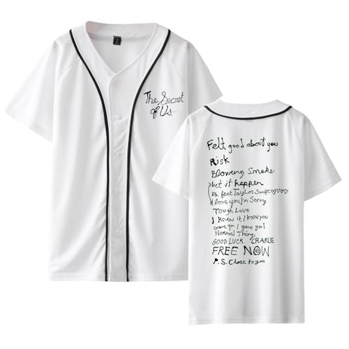RYSXJLX Gracie Abrams Merch The Secret of Us - Camiseta de béisbol de manga corta para hombre y mujer, blanco, 3XL