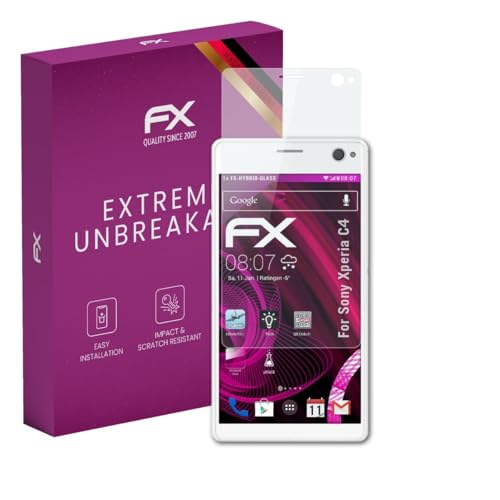 atFoliX Glasfolie kompatibel mit Sony Xperia C4 Panzerfolie, 9H Hybrid-Glass FX Schutzpanzer Folie