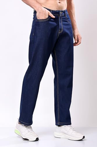 Image of EditLook Men's Denim Cotton Blend Oversized Loose Baggy Fit Mid Rise Jeans Pants for Men