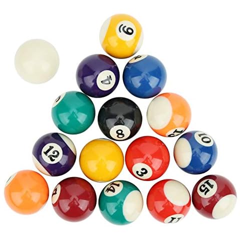 Fictory Pool Balls - 16PCS Eco-friendly 38MM Resin Children Billiard Pool Table Balls Toy Mini Pool Table Accesssory Cover