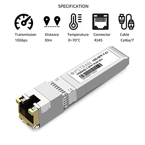 Image of 10GBASE-T SFP+ RJ45 Copper Transceiver Module Compatible with Cisco SFP-10G-T-S 10G SFP+ 30m Cat6a /7