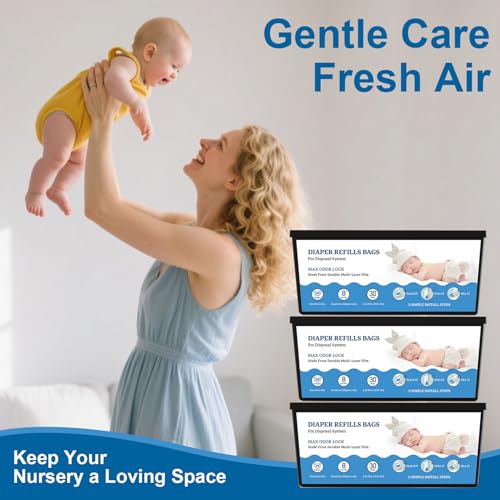 Image of Diaper Refill Bags for Genie Easy Roll & Platinum Diaper Pails, Lasts Up to 6 Months,90 Bags,7-Layer Odor-Barrier Technology