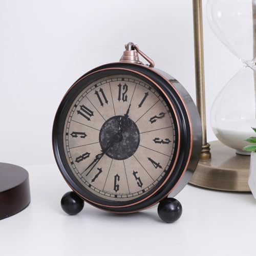 Reloj de mesa retro europeo de hierro con acabado artesanal 6