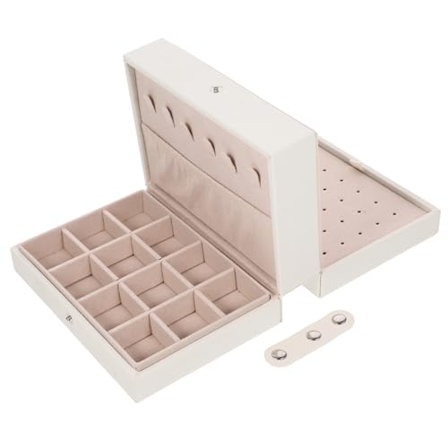 Cabilock Caja caja de almacenamiento de joyas mostrar organizador de joyas colgantes tapa organizador colgante mini storage box joyero portátil caso de la baratija cuero pu