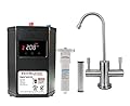 Westbrass DT1F2051-07 Contemporary 10 in. Hot and Cold Faucet with HotMaster DigiHot Digital Tank System Water Dispenser, Satin Nickel