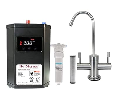 Westbrass DT1F2051-07 Contemporary 10 in. Hot and Cold Faucet with HotMaster DigiHot Digital Tank System Water Dispenser, Satin Nickel