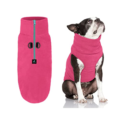 Image of Gooby Half Zip-Up Fleece Vest Dog Sweater, Pink, Small