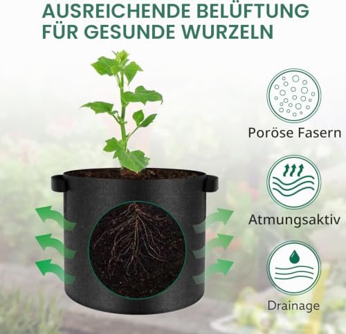 Joyzakzak 5x30L Stück Pflanzsack Filz & Vliesstoff Pflanztaschen Tomaten Kübel,Stofftopf Reißfesten Pflanzsak Pflanzsäcke Pflanztasche… – Ansicht 5
