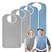 Pozico 4 Pack Adult Bibs for Eating, Reusable Washable Adjustable Adult Bibs, Absorbent Front, Waterproof Back, Easy to Clean with Crumb Catcher, Unisex Elderly Seniors Clothing Protector