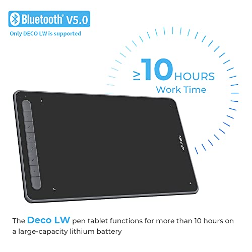 XP-PEN Deco LW Wireless Drawing Tablet 10" x 6" Digital Graphics Tablet with Battery-free X3 Elite Stylus, Supports Tilt Function, Compatible with Windows/Mac/Android/Chrome OS/Linux (Black) - Image 3