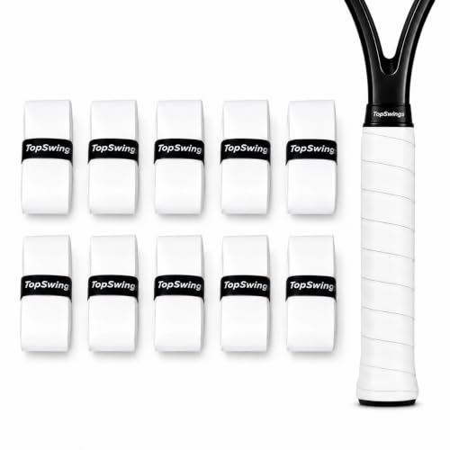 TopSwings Tennis Overgrip 10-Pack, Tacky Grip Tape for Tennis, Pickleball, Padel & Badminton Rackets, Soft PU, Anti-Slip, Sweat Absorbent, 1200×26×0.7mm