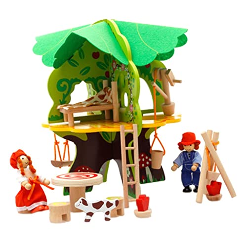 Juego de muebles en miniatura de madera para casa de muñecas de casa de árbol de casa de muñecas