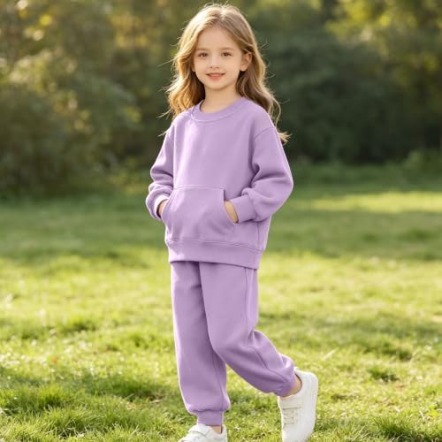 AOREUGL Kids Sweatsuit Crewneck Set Cuffed Sweatpants Jogger 2 Piece Set — view 6