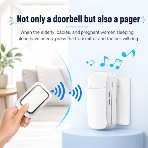 Image of OXSAM Wireless Doorbell - Long Range Over 100 Ft, 32 Rings Bell, Battery Powered Door Bell Chime with LED Flash Wireless Calling Bell for Home, Office, Shop (Smart Kinetic + 2Y Warranty)
