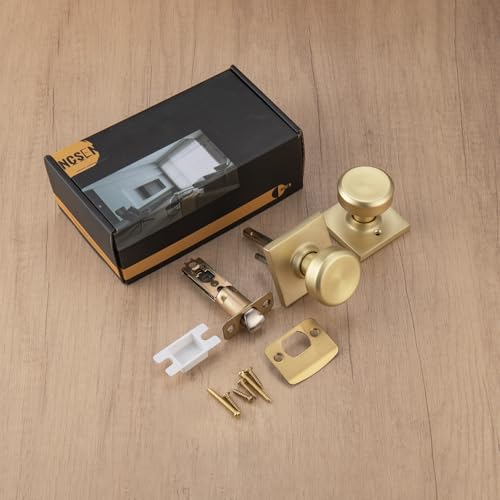 NCSEN 6 Pack Brushed Gold Door Knobs with Non Locking for Hall by NCSEN - Used condition - Image 7