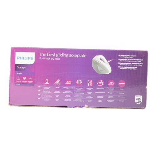 Philips GC160/02 Affinia Dry Iron with DynaGlide Soleplate, 1200 Watt, White - Image 9