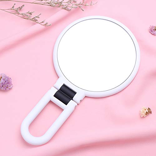 Fuhuim 1X 15X Magnifying Handheld Mirror, Double Sided Pedestal Magnification And True Image Makeup Mirror, Compact Size And Portable Vanity Cosmetic Mirror For Girl, 9.3" L X 1.9" W #TOP5