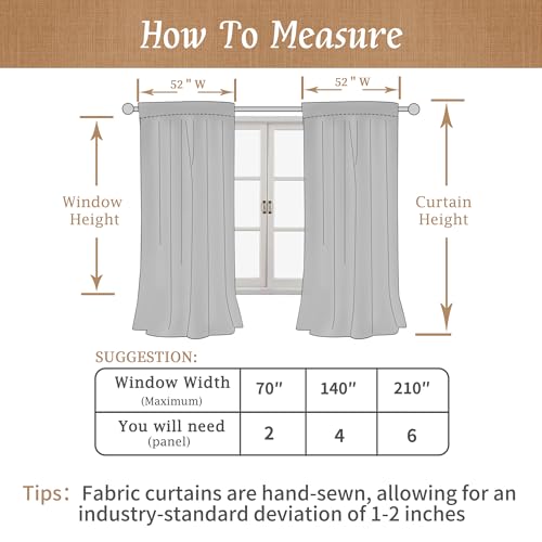 LAMIT Light Grey Linen Full Blackout Window Curtains for Bedroom, 54 Inches Thermal Farmhouse Curtains Back Tab and Rod Pocket Privacy Protected Burlap Panels with White Liner, 2 Panels, 52 x 54 Inch by LAMIT - Image 7