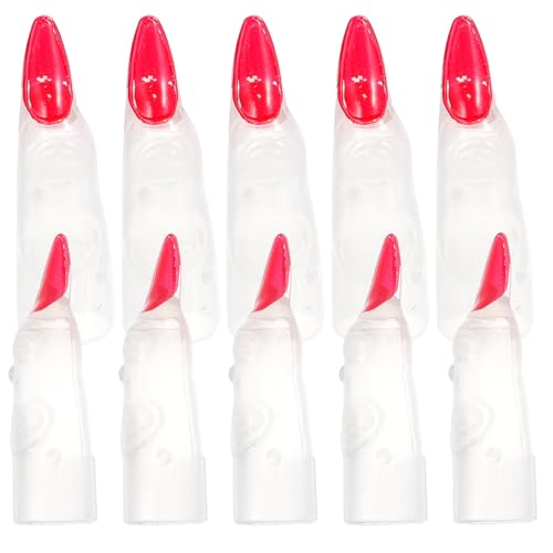 VOSAREA 10pcs Glow in The Dark Witch Fingers Nail Covers, Plastic Fake Finger Tips for Halloween Party Prank Costume Props