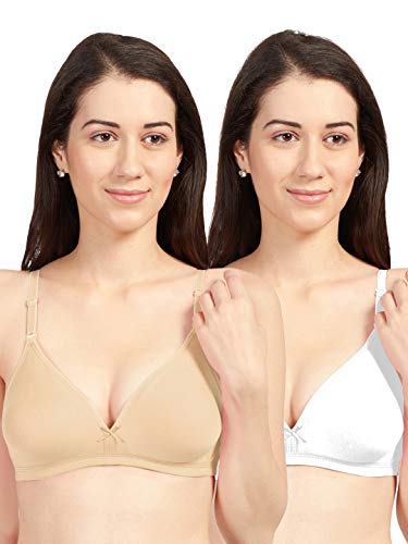 Image of SONARI Omania Womens Non-Padded Cotton Polyester Bras - Solid, Non-Wired, Medium Coverage, Hand Washable (Pack of 2)