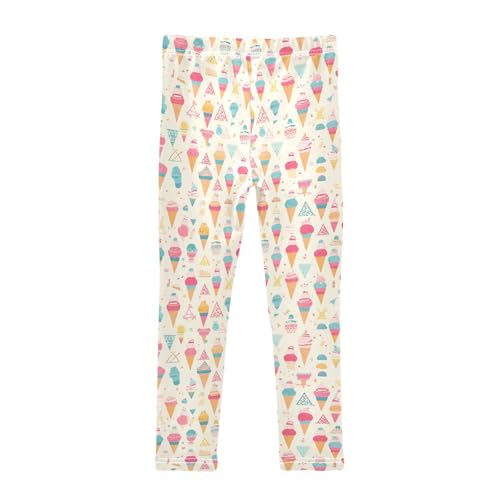 KLL Ice Cream Stripe Girls Athletic Leggings Stretchy High Waisted Activewear Sports2